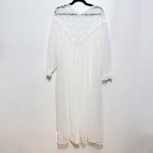 VTG KAYSER Sheer White Lace Long Sleeve Robe Size Large Housecoat